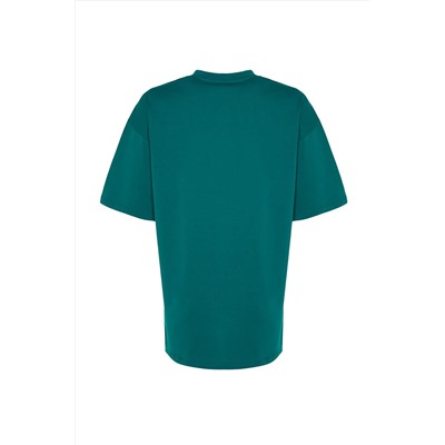 Emerald Green 100 %хлопковой велосипедный воротник негабаритный/широкий вязание плесени TWOSS20TS0134