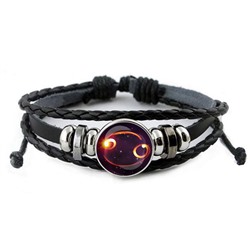 BSK-0327 Кожаный браслет Знаки Зодиака - Рак