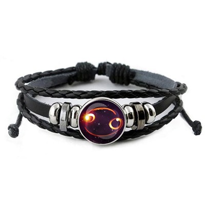 BSK-0327 Кожаный браслет Знаки Зодиака - Рак