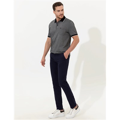 Черный обычный посадка Polo Yaka Pocket T -For -