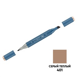 Маркер двусторонний для скетчинга Гамма "Студия", серый теплый, корпус трехгранный, пулевид./клиновид. наконечники