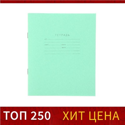 Тетрадь 12 листов в клетку «Зелёная обложка», бумажная обложка, серые листы