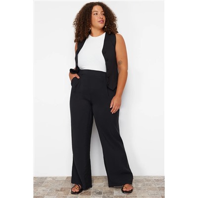Black Wideleg ткацкие брюки TBBSS24AR00011