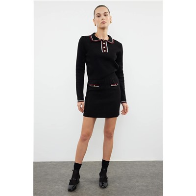 Black Bloc Triko Skirt Six-Opper Set Twoaw24au00058