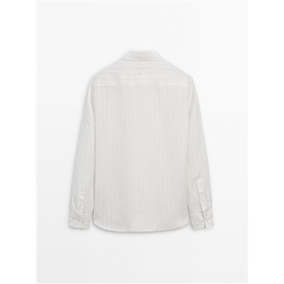 Camisa lino sarga rayas relaxed fit