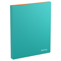 Папка с 60 вкладышами Berlingo "Soft Touch Pro", 30мм, 700мкм, с внутр. карманом, бирюзовая, внутр. оранжевая, софт-тач