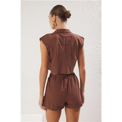 Brown Flam Cotton Rish Short Beach Team TBESS25AU00055