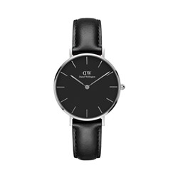 Reloj de cuarzo de piel Petite Sheffield - Negro y plateado