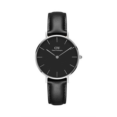 Reloj de cuarzo de piel Petite Sheffield - Negro y plateado