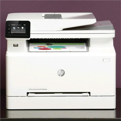 МФУ лазерное ЦВЕТНОЕ HP Color LaserJet Pro M283fdn "4 в 1", 21 стр./мин., 40000 стр./месяц, ДУПЛЕКС, сетевая карта, 7KW74A