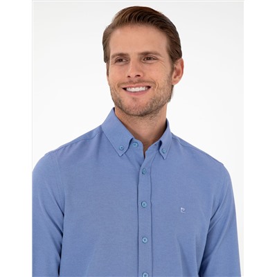 Blue Oxford Slim Fit рубашка с длинным рукавом