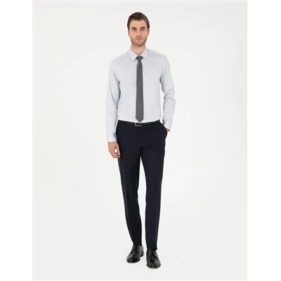 Серый Slim Fit Basic рубашка с длинным рукавом