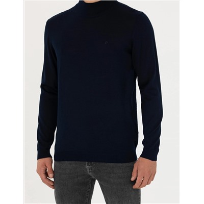 Navy Blue Slim Fit Half Fisherman воротнич