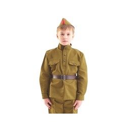 Костюм военного «Солдат», гимнастёрка, ремень, пилотка, 8–10 лет, рост 140–152 см