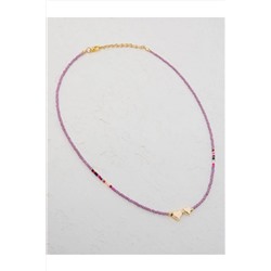 Колье из пастельных сиреневых бусин с сердечком, фигурка 23SX800100