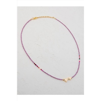 Колье из пастельных сиреневых бусин с сердечком, фигурка 23SX800100