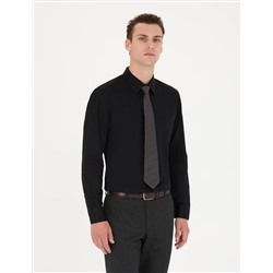 Black Slim Fit Basic рубашка с длинным рукавом