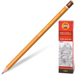 Карандаш чернографитный KOH-I-NOOR 1500, 1 шт., 3H, корпус желтый, заточенный, 150003H01170RU