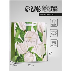 Пакет подарочный вертикальный «Белый вайб»,   ML 23 × 27 × 11.5 см
