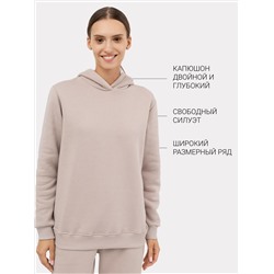 Теплое удлиненное худи в оттенке "кофе"