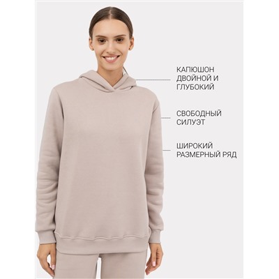 Теплое удлиненное худи в оттенке "кофе"