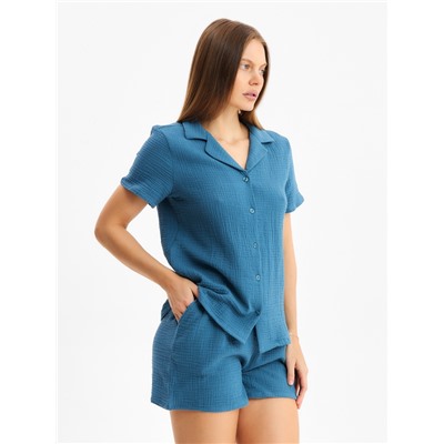 Комплект домашний женский (рубашка, шорты) KAFTAN Basic размер 44-46, синий