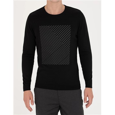 Black Slim Fit Bike Yaka Knitwear свитер