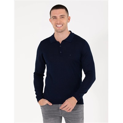 Navy Blue Slim Fit Polo воротниц.