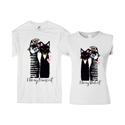 Футболки для двоих "I love my Princess cat, Black cat"
