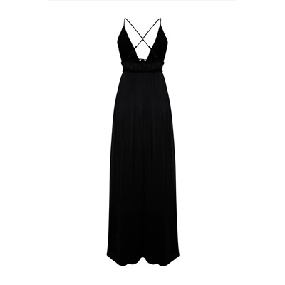Черное a-kesim plaving chiffon long stilous Evening Dress tprss24ae00058