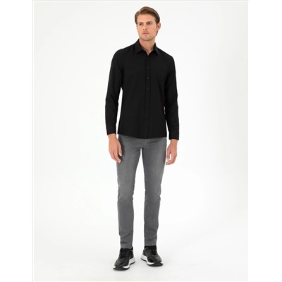 Black Oxford Slim Fit рубашка с длинным рукавом