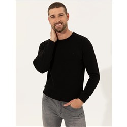 Black Slim Fit Bike Neck Basic вязаный свитер