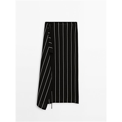 Striped knit co-ord skirt with tie