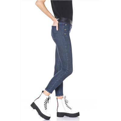 Vaquero de tiro alto skinny fit Luzien Cozy - Azul