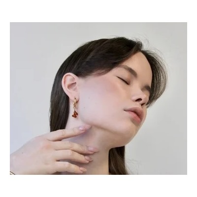 Серебряные серьги с янтарём E21037ZK