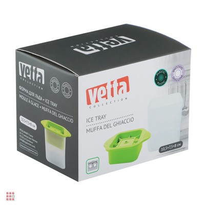VETTA Форма для льда 10,5х7,5х8см "Кубик", пластик, силикон, 3 цвета