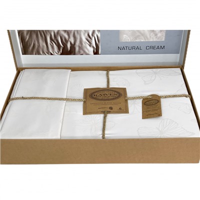 Постельное белье Karven жаккард евро Kelebek Natural Cream