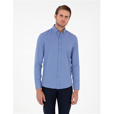 Blue Oxford Slim Fit рубашка с длинным рукавом