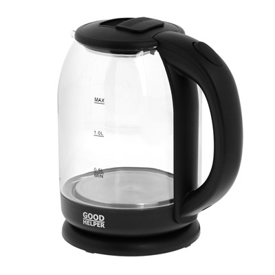 Чайник электрический GOODHELPER KG-18B10, стекло, 1.8 л, 1500 Вт, чёрный