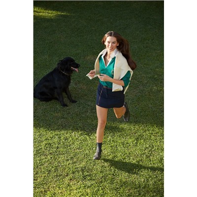 Emerald Green Polo Almodery и Poplin Detailmed Full/Wide Flom Thritt
