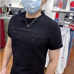 Футболка с вышивкой на груди Tomm*y Hilfige*r ❌  Реплика 1:1