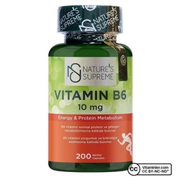 Nature's Supreme Витамин B6 10 мг 200 капсул