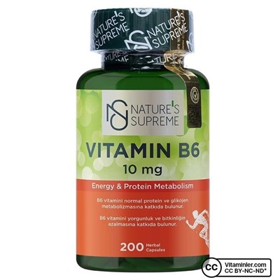 Nature's Supreme Витамин B6 10 мг 200 капсул