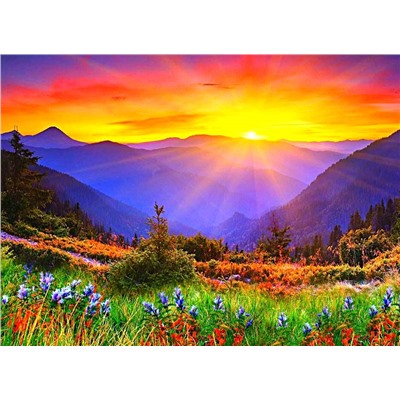 Алмазная мозаика/ подрамник/ полная выкладка/ круглые стразы/ 30х30см/ арт.GLC51615 ВОСХОД