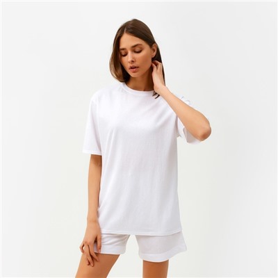 Костюм женский (футболка, шорты) MINAKU: Casual collection цвет белый, размер 50