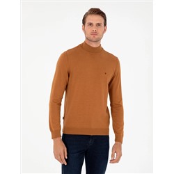 Brown Slim Fit Half Fisherman воротник базовый трикотажный свитер