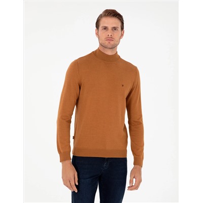 Brown Slim Fit Half Fisherman воротник базовый трикотажный свитер