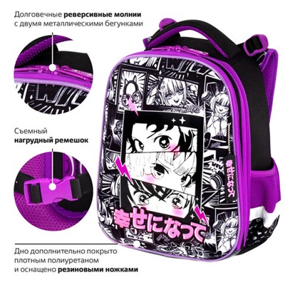 Ранец BRAUBERG PREMIUM, 2 отделения, с брелоком, "Anime movie", 38х29х16 см, 272018