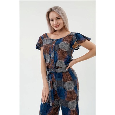 Комбинезон женский из кулирки Верена / Спилы синие