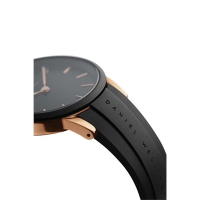 Reloj de cuarzo de caucho Motion - Negro y rosa dorado